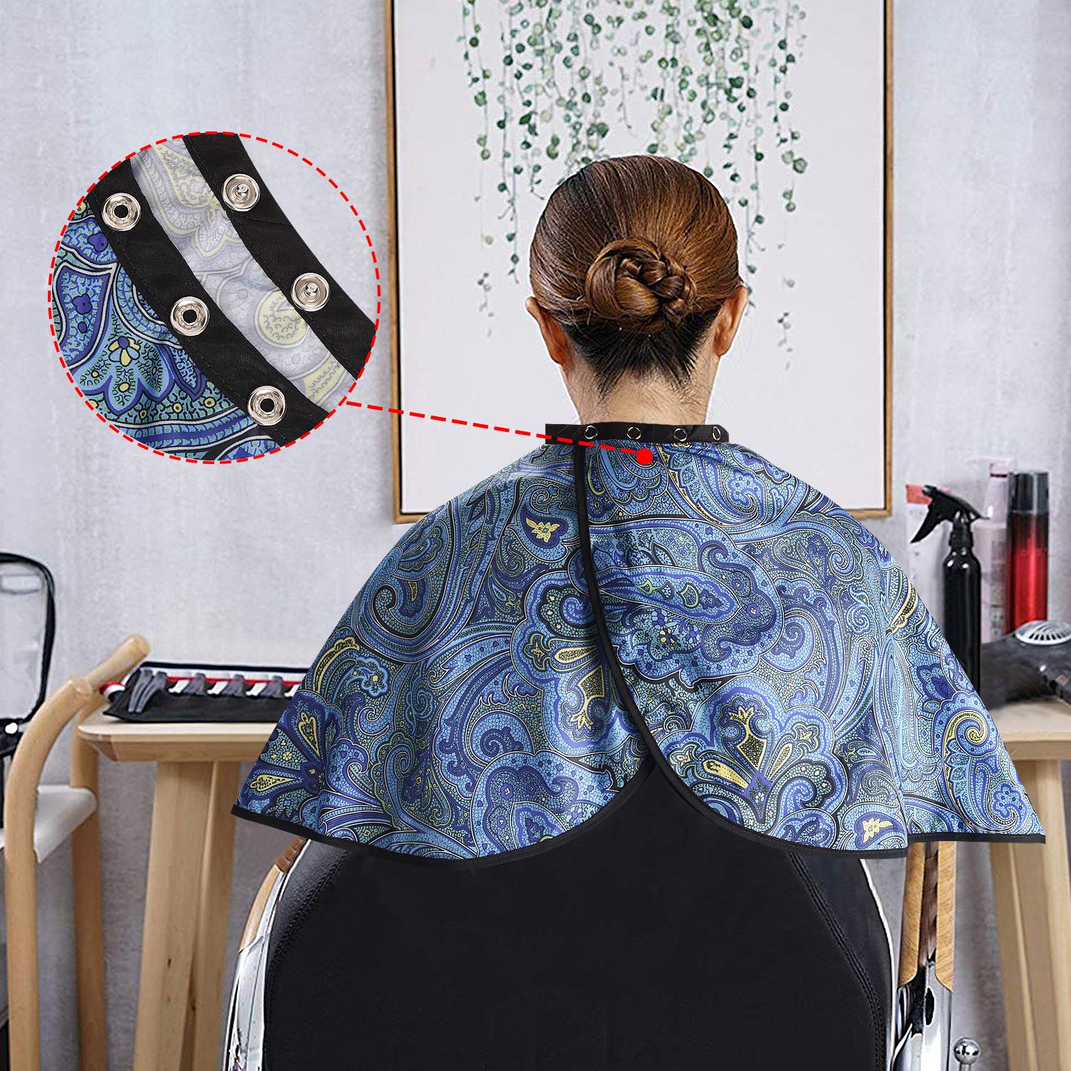 Noverlife Bohemian Makeup Cape, Shortie Makeover Comb-Out Cape, Beauty Salon Smock for Clients, Ligh