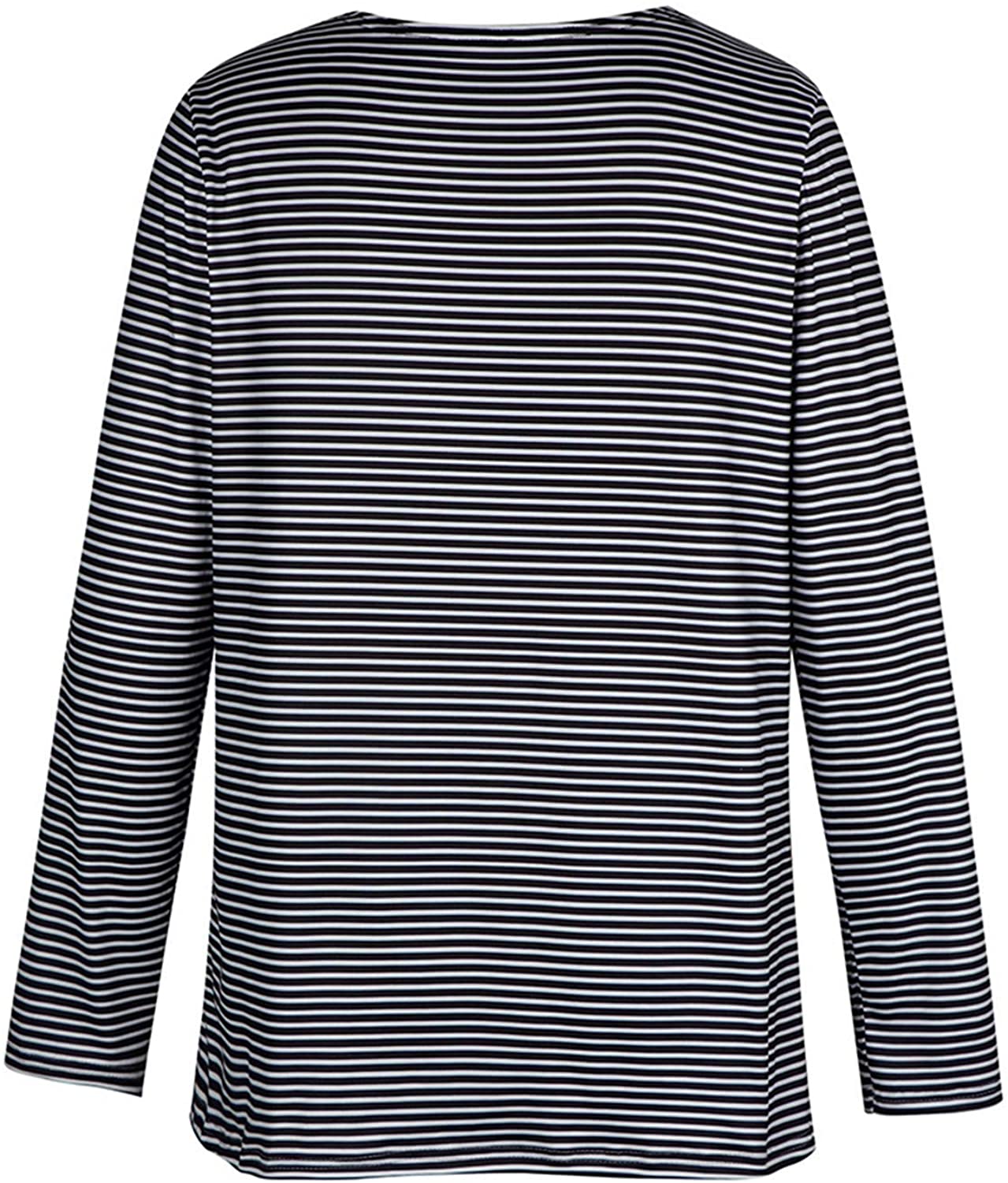 Dosoop Women Long Sleeve Tshirts Black 3D Cat Striped Shutters Print Casual Crewneck Teen Girls Juni