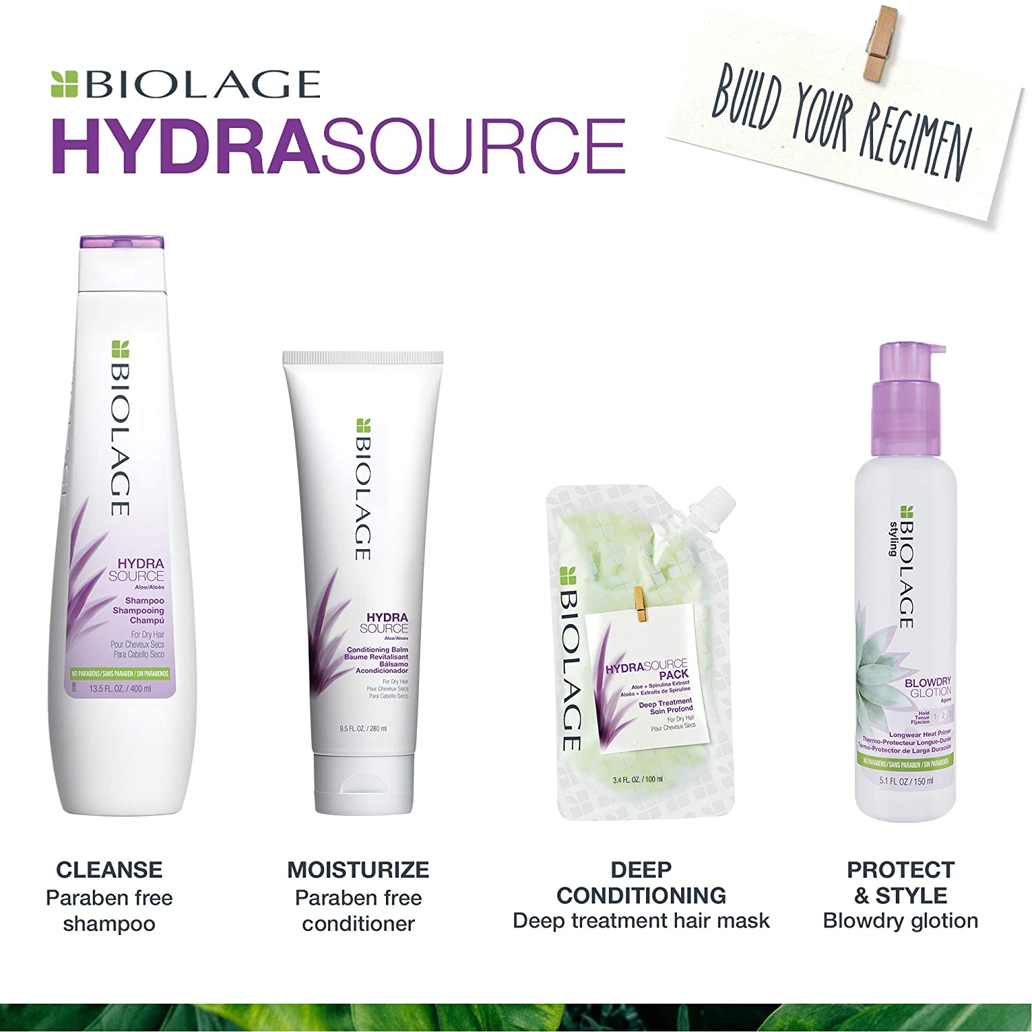 BIOLAGE Hydrasource Shampoo & Conditioning Balm Bundle| Hydrates & Moisturizes Dry Hair | Paraben-Fr