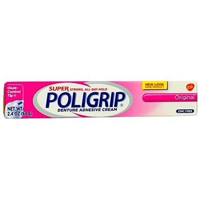 SUPER POLIGRIP Denture Adhesive Cream Original 2.40 oz (Pack of 4)