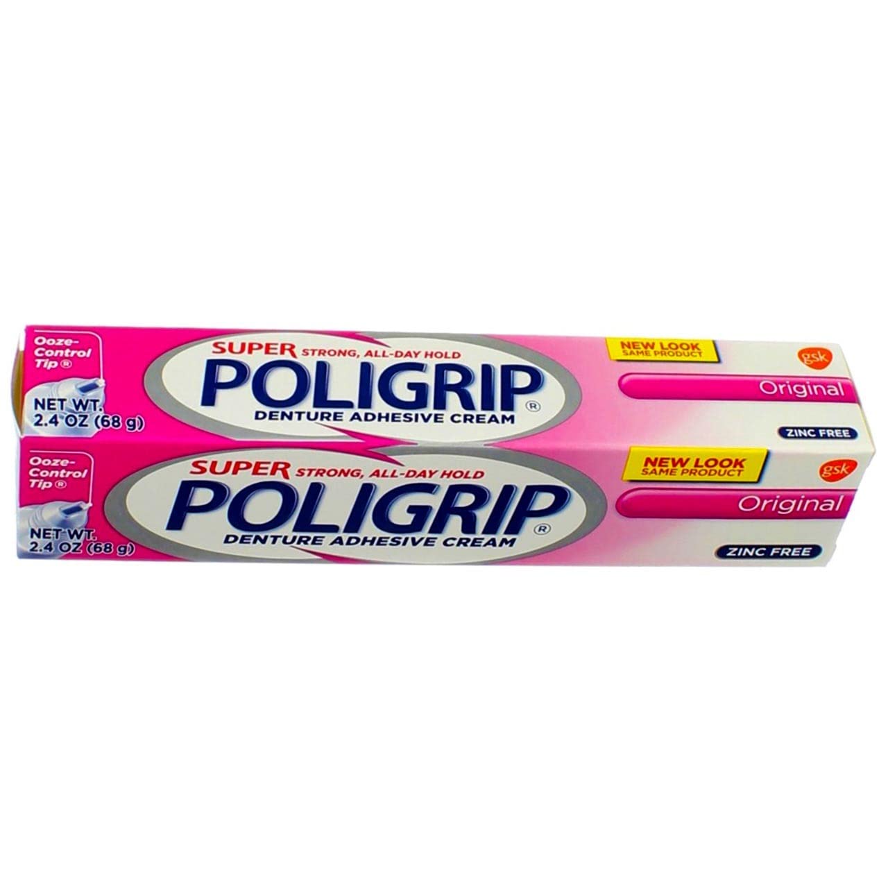 SUPER POLIGRIP Denture Adhesive Cream Original 2.40 oz (Pack of 4)