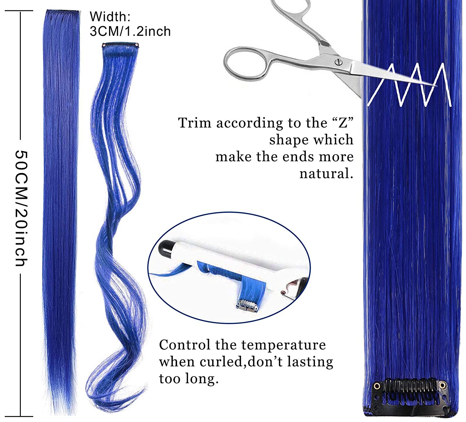 Lavender Hairpieces for Kids Highlights Straight Clip in Colored or Colorful Hair Extensions for Gir