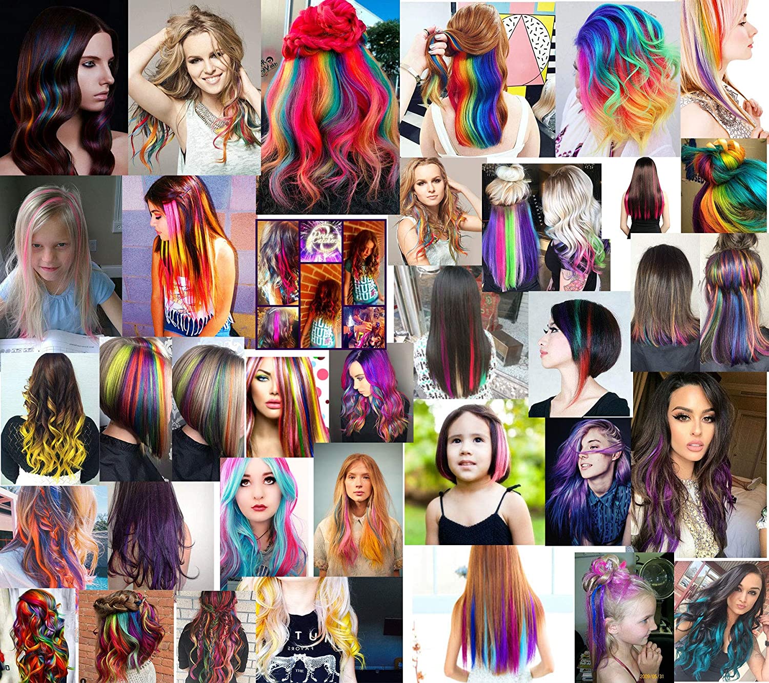 Lavender Hairpieces for Kids Highlights Straight Clip in Colored or Colorful Hair Extensions for Gir