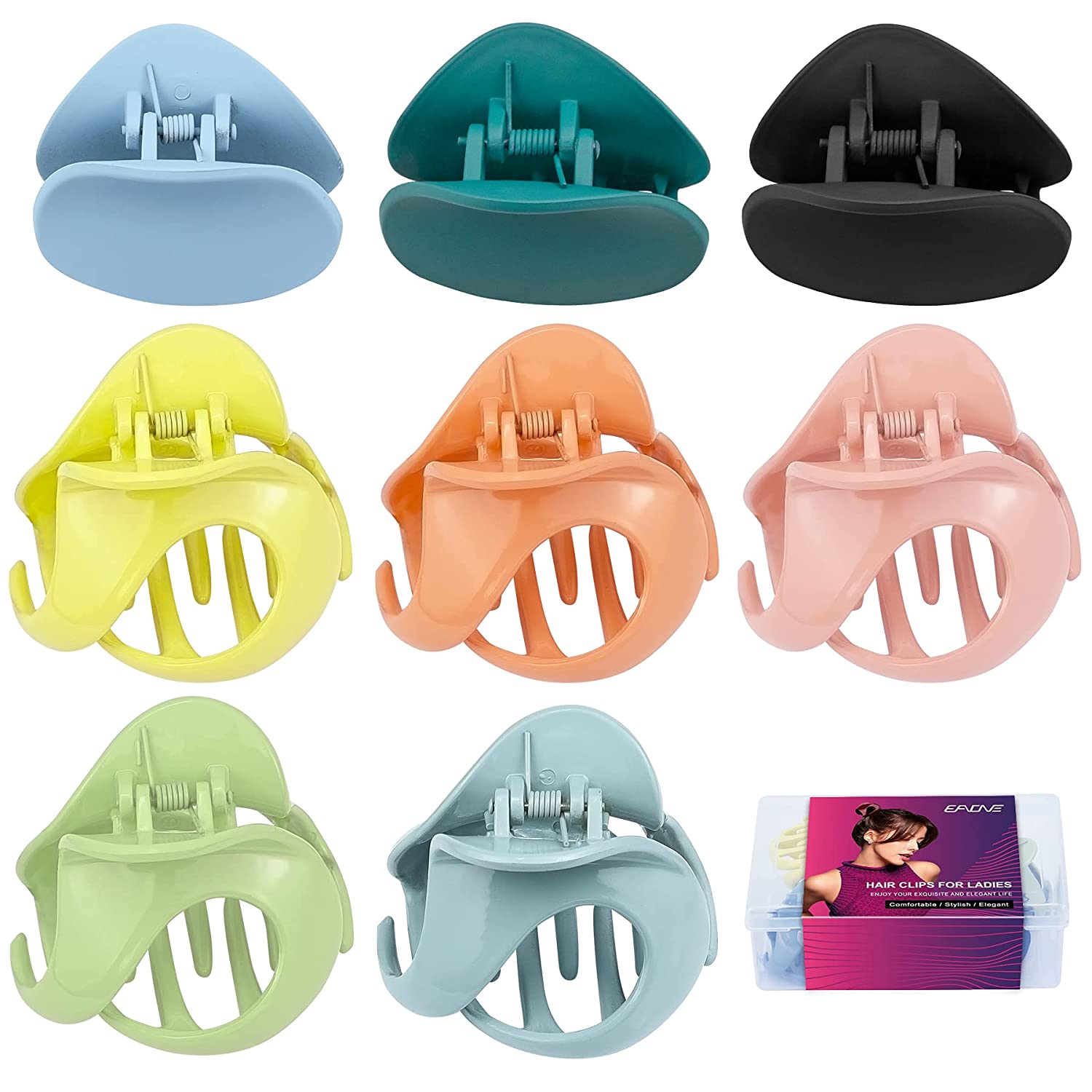 EAONE 8 Color Hair Clips Non-slip Hair Claw Clips Stylish Hair Clamps Hair Clip for Thick/Thin Hair