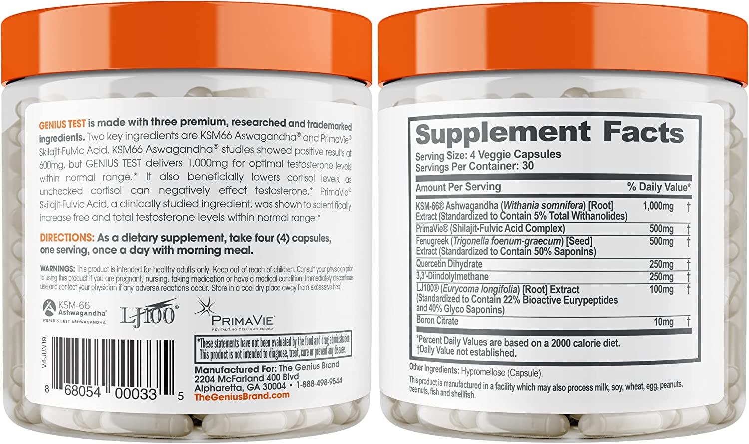 Genius Test - The Smart Testosterone Booster For Men | Natural Energy Supplement, Brain & Libido Sup