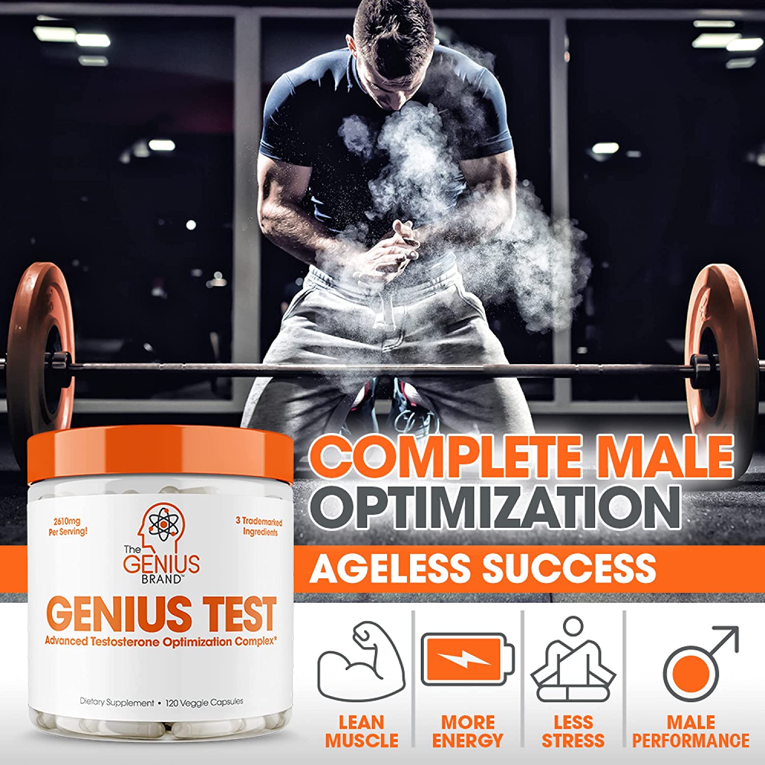 Genius Test - The Smart Testosterone Booster For Men | Natural Energy Supplement, Brain & Libido Sup
