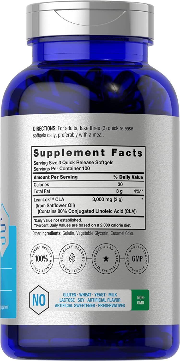 CLA 3000 mg | 300 Softgel Pills | Maximum Potency | Conjugated Lineolic Acid from Safflower Oil | No