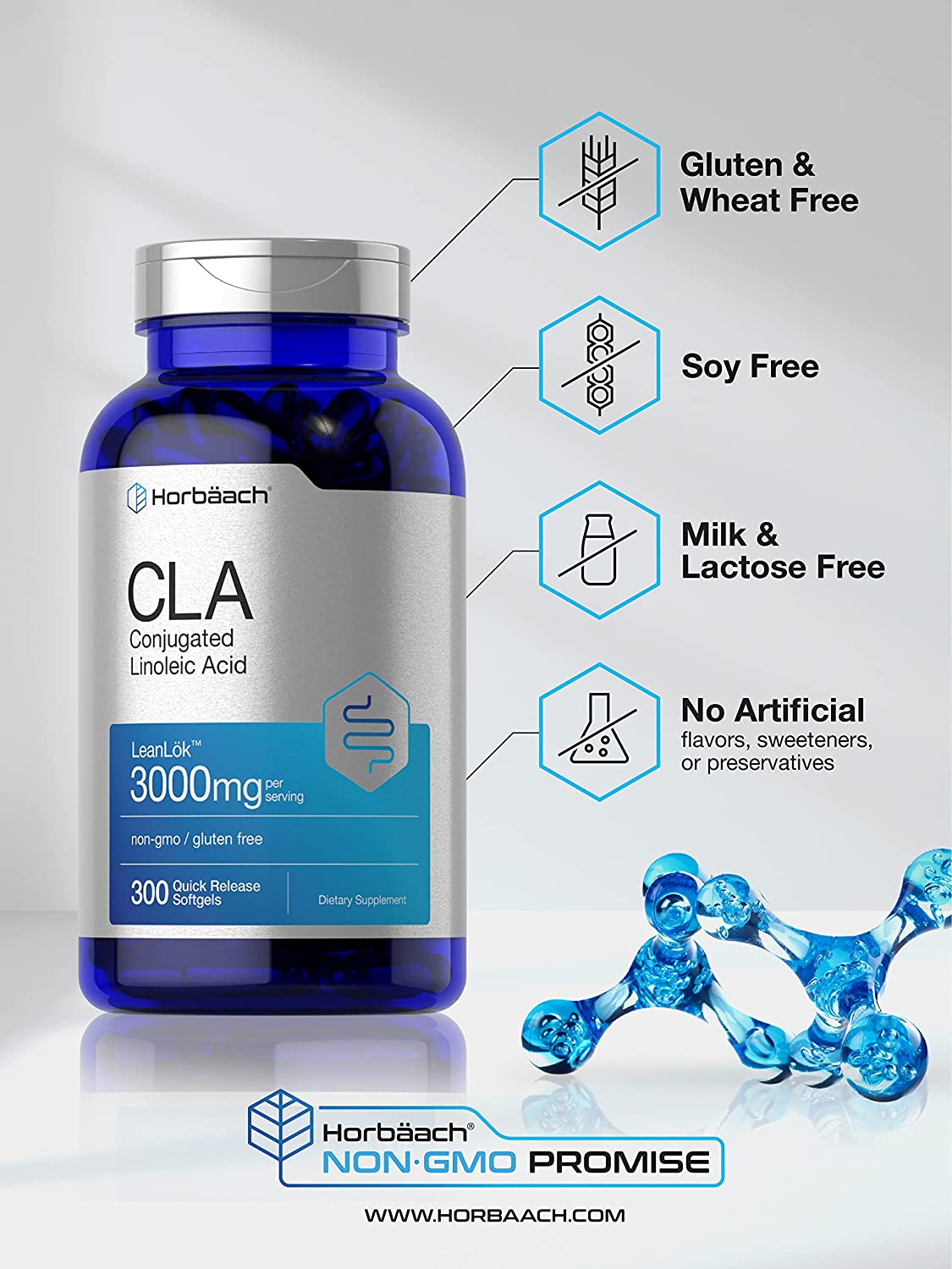 CLA 3000 mg | 300 Softgel Pills | Maximum Potency | Conjugated Lineolic Acid from Safflower Oil | No
