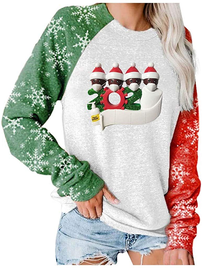 Dosoop Merry Christmas Color Block Blouse Women