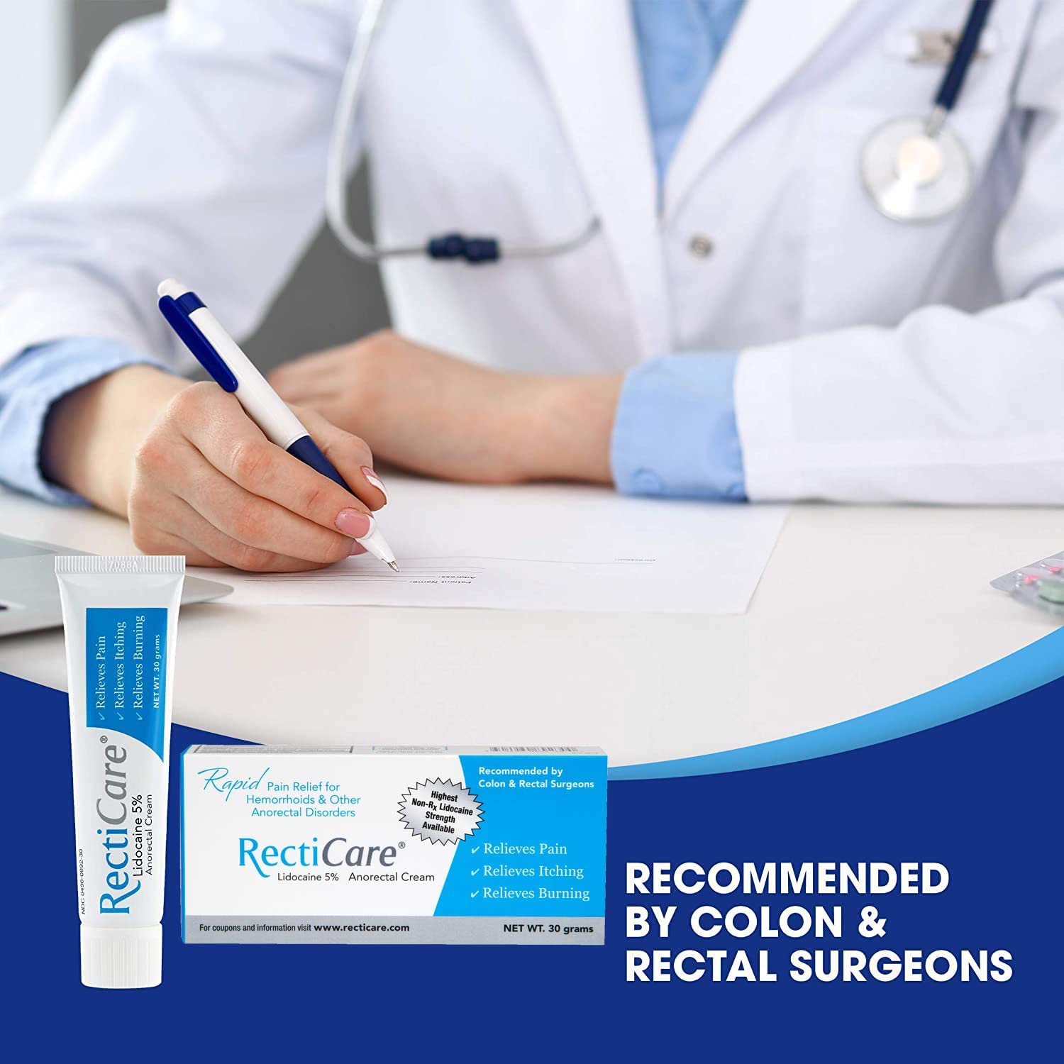RectiCare Anorectal Lidocaine 5 Cream Topical Numbing Cream for