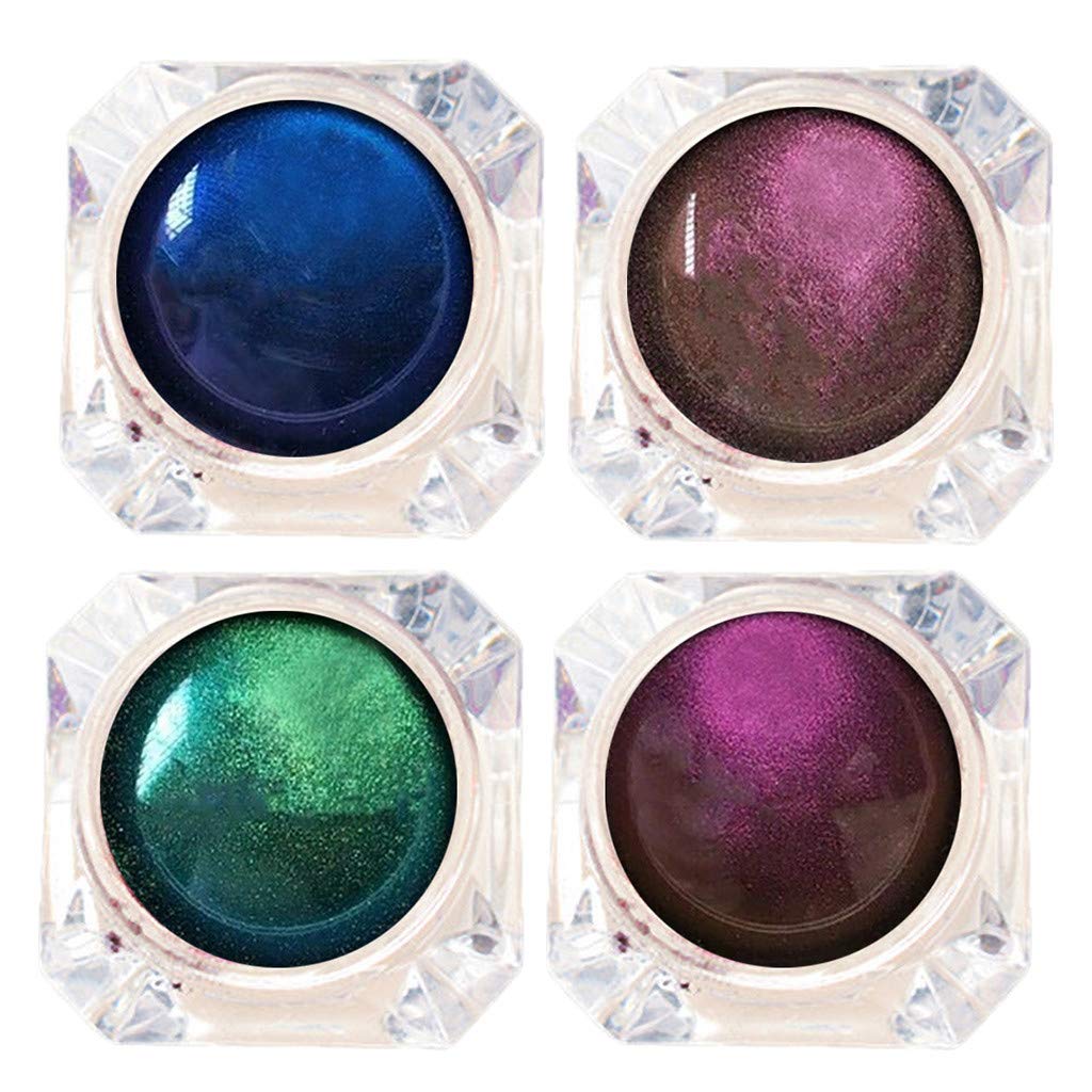 FeiFei66 4Color Multi-Chrome Shade Shifting Pigments Eye Shadow with Face Towel Set Optical Chameleo