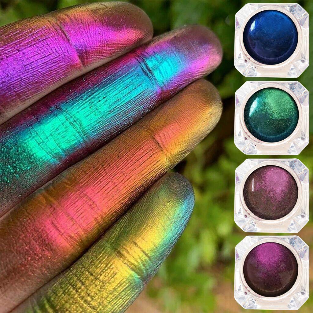 FeiFei66 4Color Multi-Chrome Shade Shifting Pigments Eye Shadow with Face Towel Set Optical Chameleo