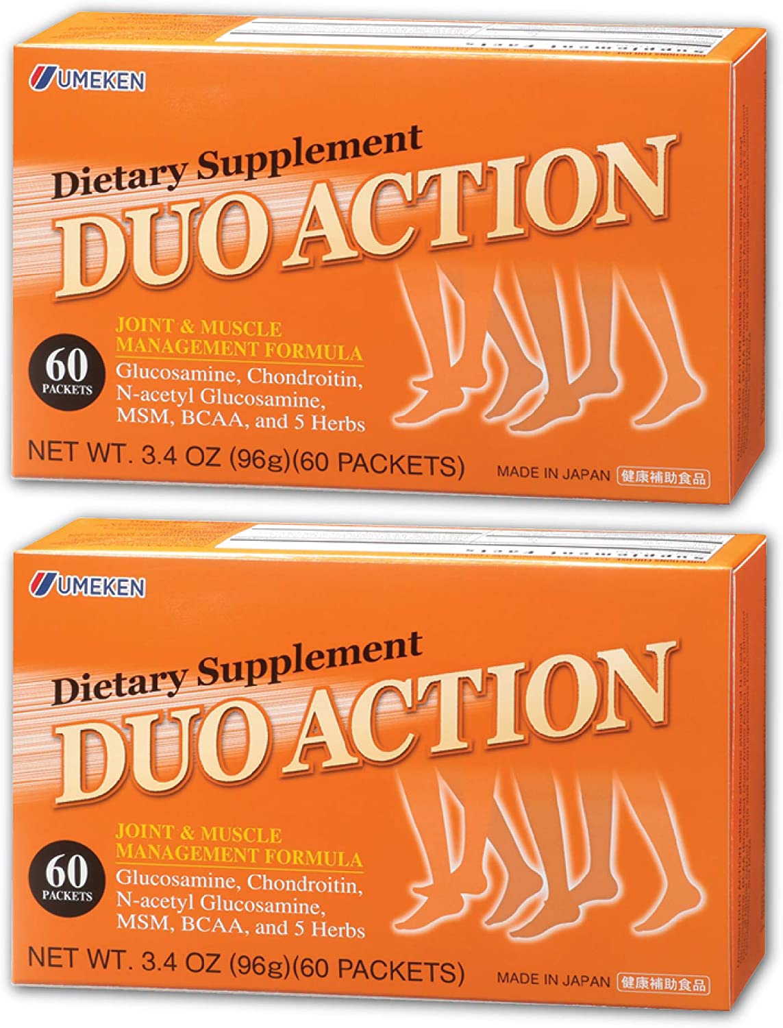 2X Umeken Duo Action, Glucosamine + Chondroitin + MSM + BCAA + Special Joint Health* Herbal Formula.