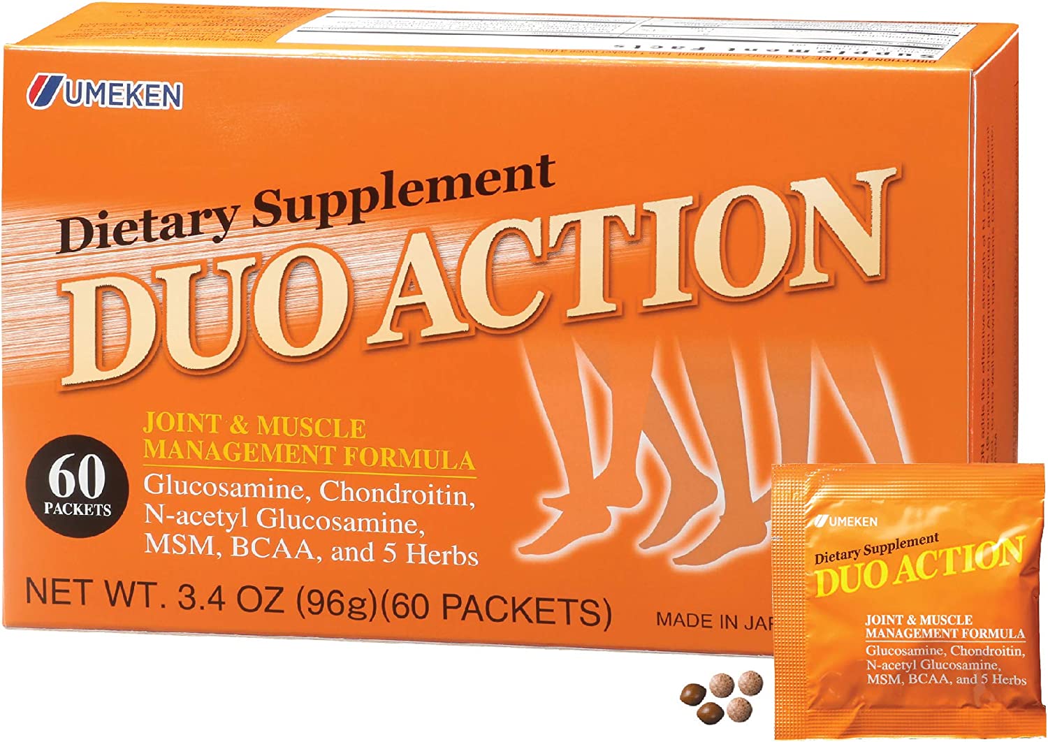 2X Umeken Duo Action, Glucosamine + Chondroitin + MSM + BCAA + Special Joint Health* Herbal Formula.