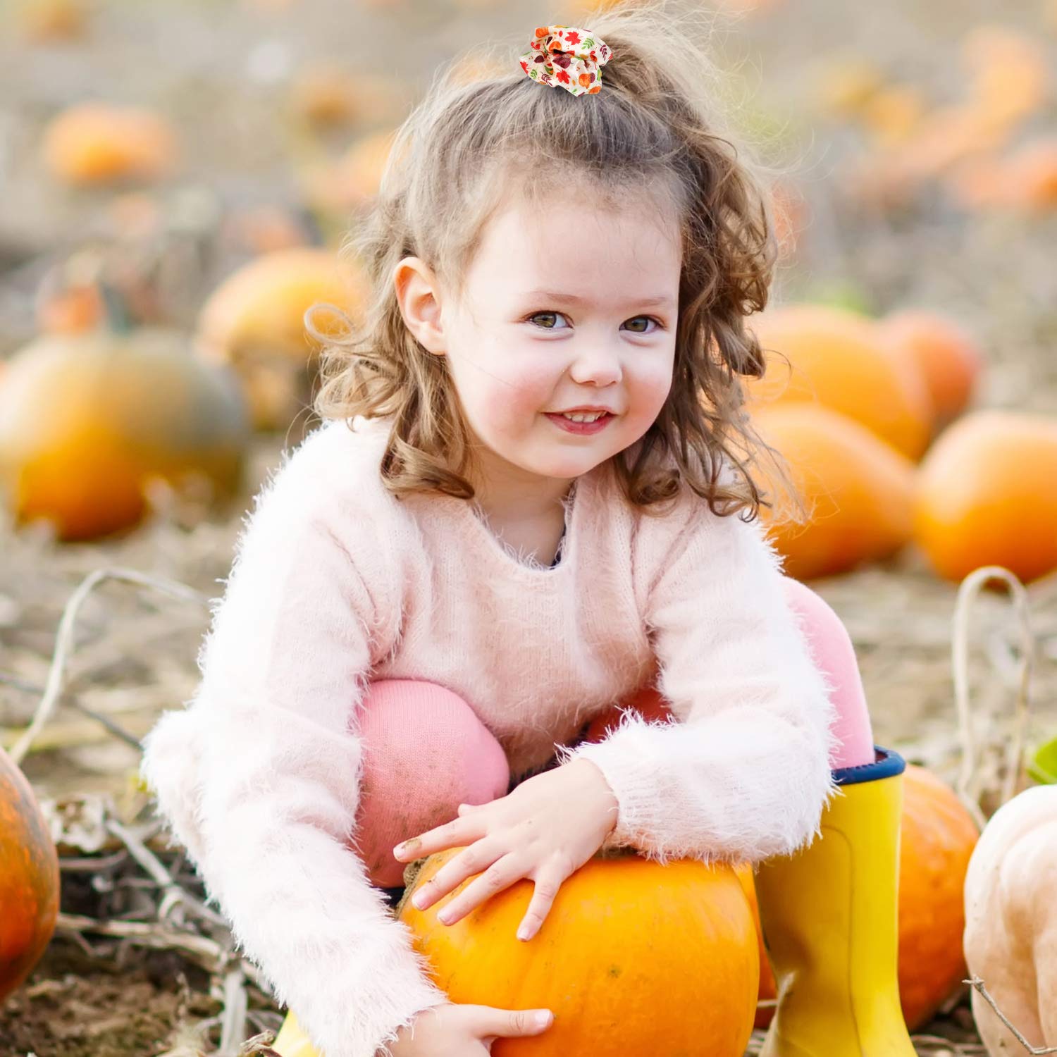 6 Pieces Fall Hair Scrunchies Autumn Hair Accessories Velvet Scrunchy Maple Leaves Pumpkin Hair Ties