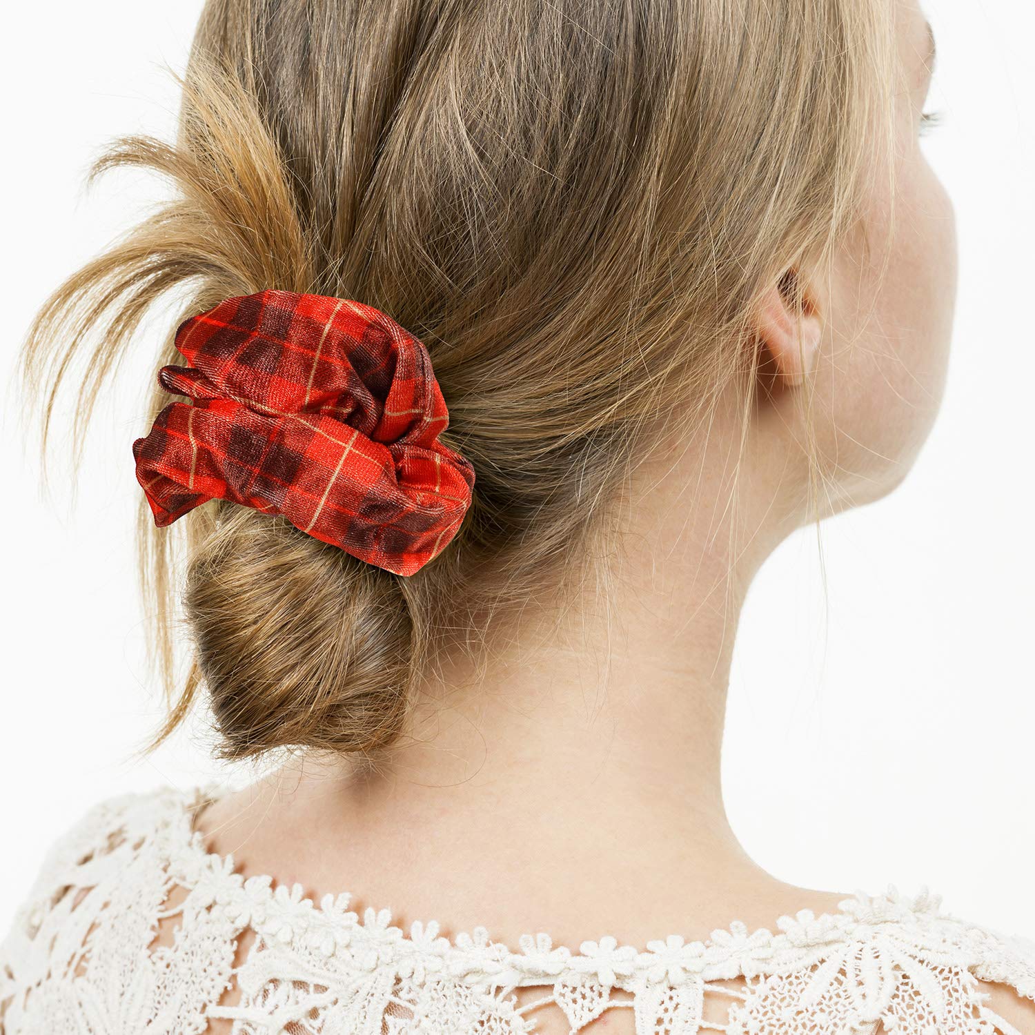 6 Pieces Fall Hair Scrunchies Autumn Hair Accessories Velvet Scrunchy Maple Leaves Pumpkin Hair Ties