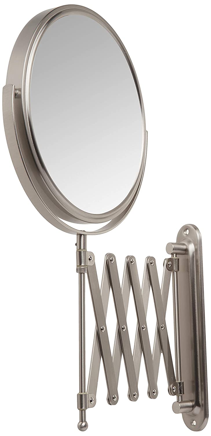 Jerdon 8-Inch Wall Mount Makeup Mirror with 7x Magnification, Nickel Finish