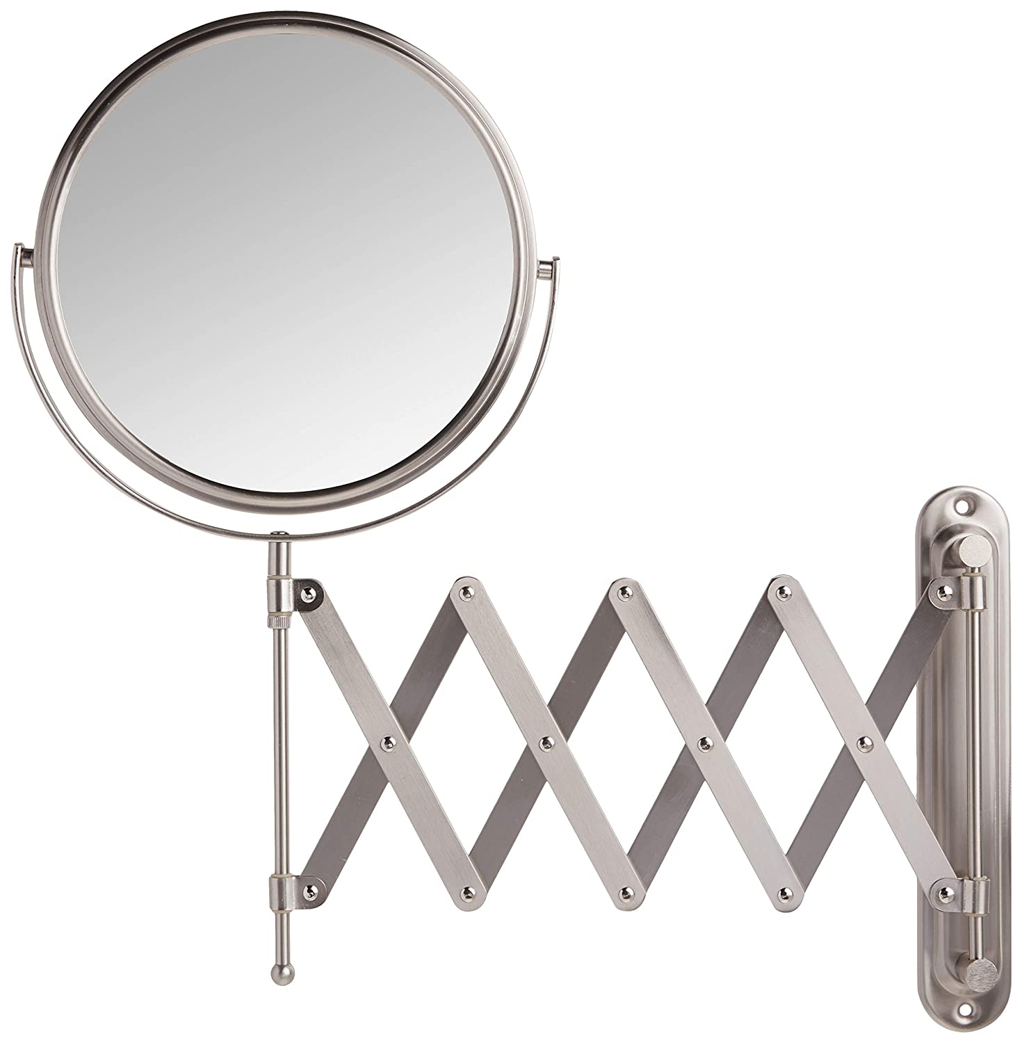 Jerdon 8-Inch Wall Mount Makeup Mirror with 7x Magnification, Nickel Finish