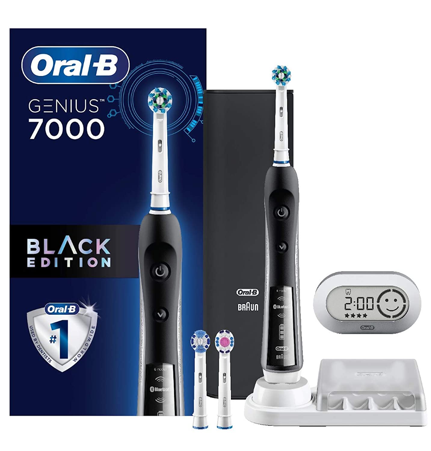 Electric Toothbrush, Oral-B Pro 7000 SmartSeries Black Electronic Power Rechargeable Toothbrush with