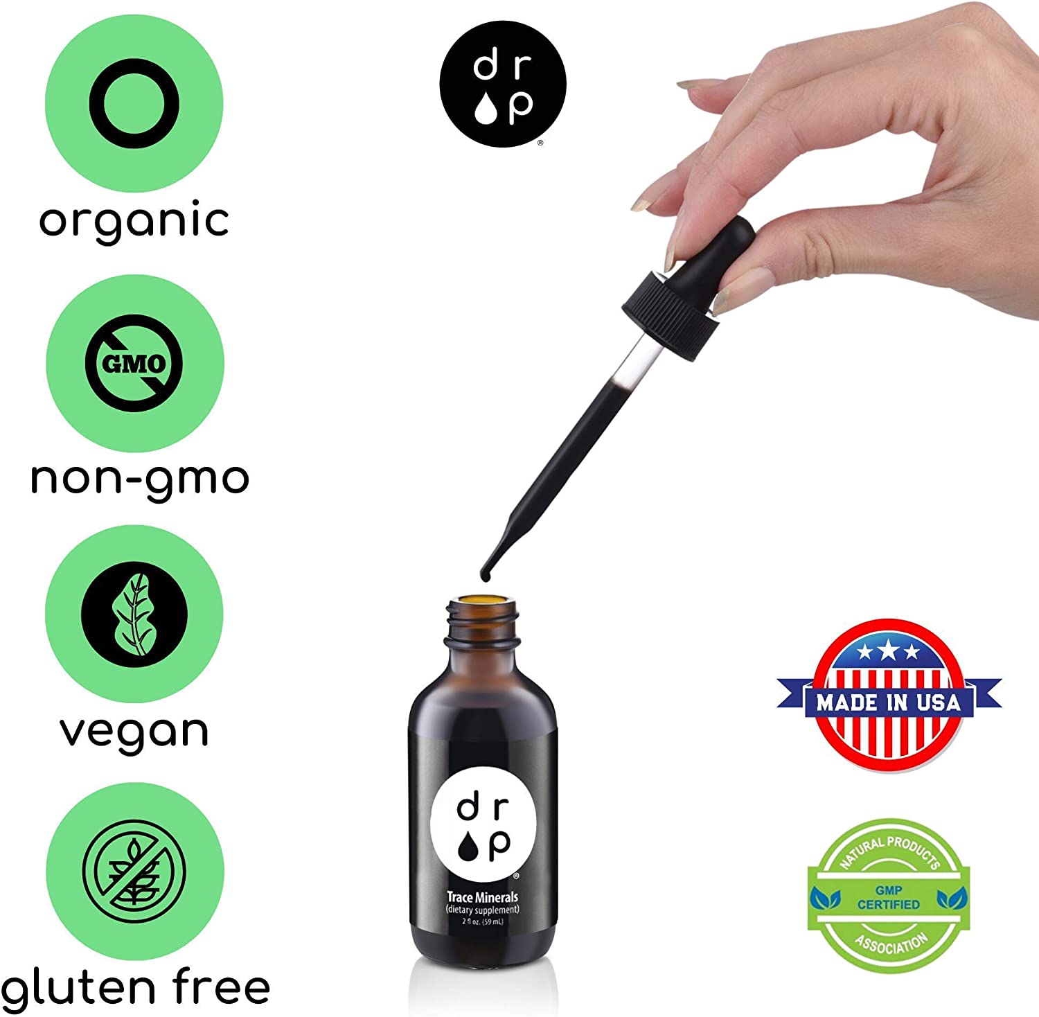 Drop Supplements Organic Trace Minerals Electrolyte Drops and Vitamin D3 Drops Bundle