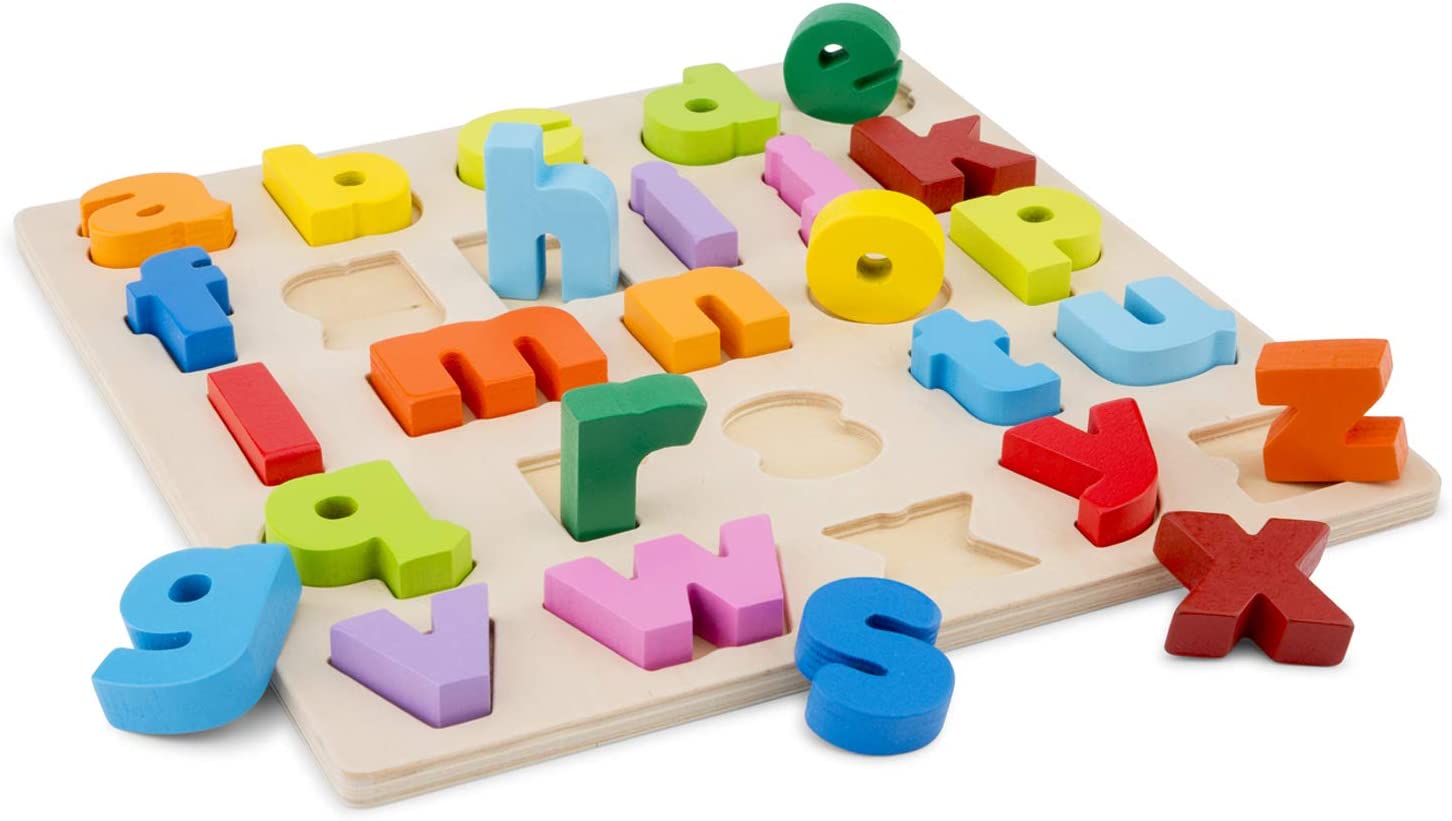 New Classic Toys Puzzle Alphabet Educational Wooden Toys for 2 Year Old Boy and Girl Toddlers Learn 
