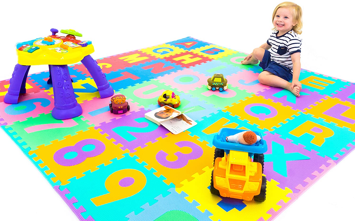ProSource Kids Foam Puzzle Floor Play Mat with Shapes & Colors or