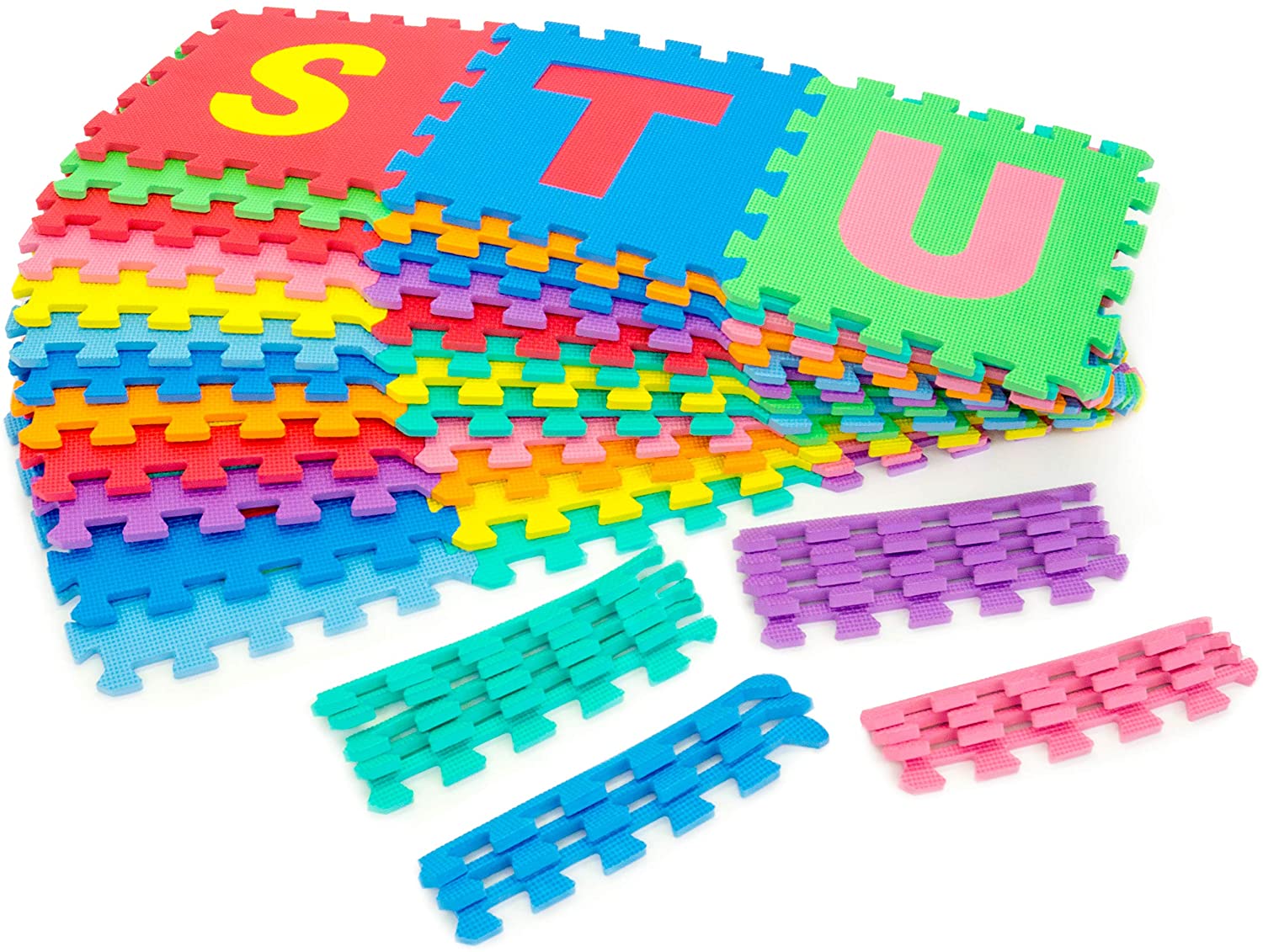 ProSource Kids Foam Puzzle Floor Play Mat with Shapes & Colors or