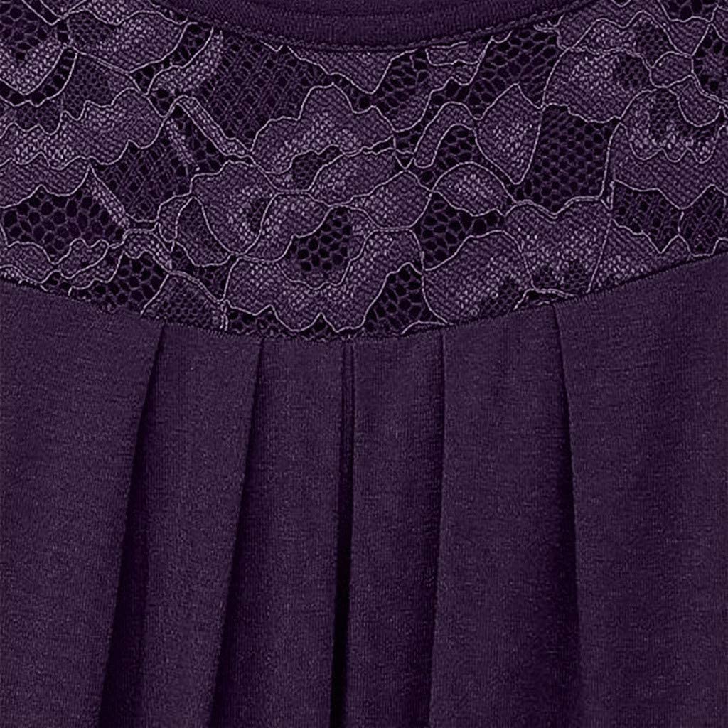 haoricu Tunics for Women Wear with Leggings Short Sleeve Ladies Solid Lace Patchwork Ruched Blouse T
