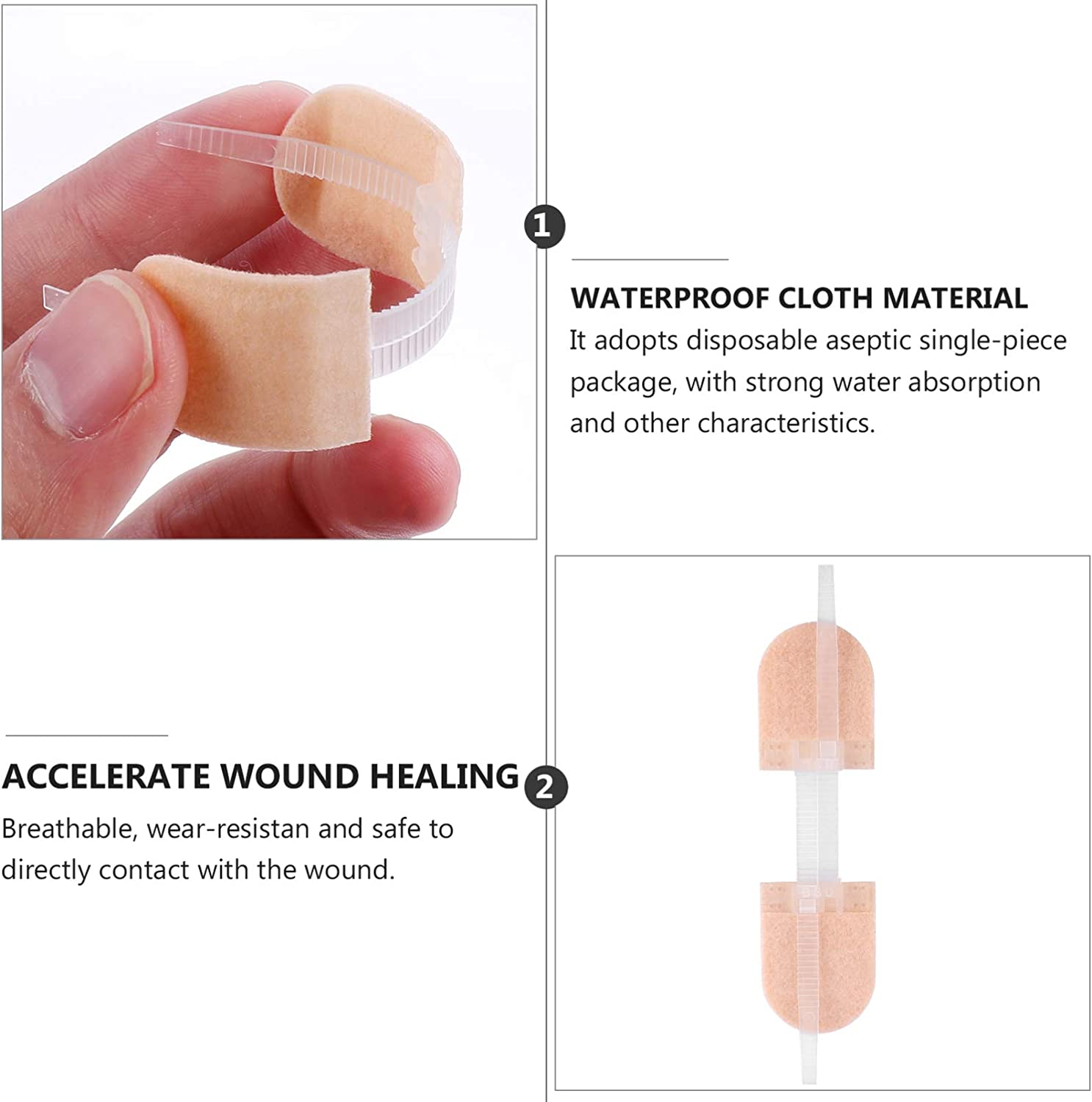 HEALLILY 3pcs Flexible Bandage Bandaid Laceration Repair Bandage Zip Tie Wound Bandages Adhesive Hem