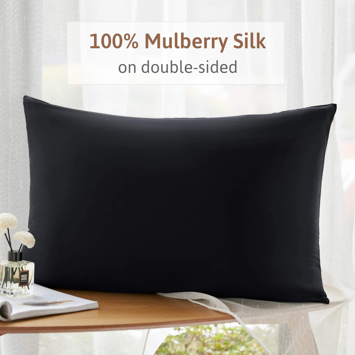 ATreebag 100% Mulberry Silk Pillowcase for Hair and Skin, Double Sided 19 Momme 600 Thread Count Pur