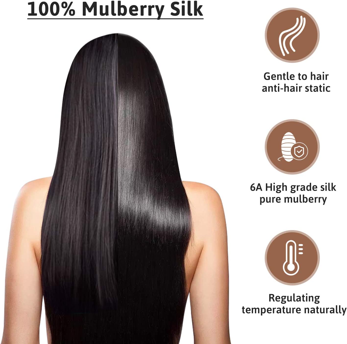 ATreebag 100% Mulberry Silk Pillowcase for Hair and Skin, Double Sided 19 Momme 600 Thread Count Pur