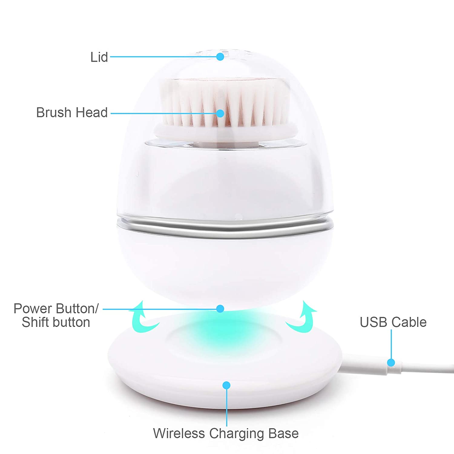 Facial Cleansing Brush, Electric Face Cleanser Brush Waterproof Wireless Massager for Deep Cleansing