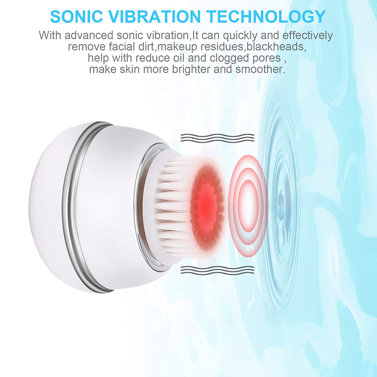Facial Cleansing Brush, Electric Face Cleanser Brush Waterproof Wireless Massager for Deep Cleansing