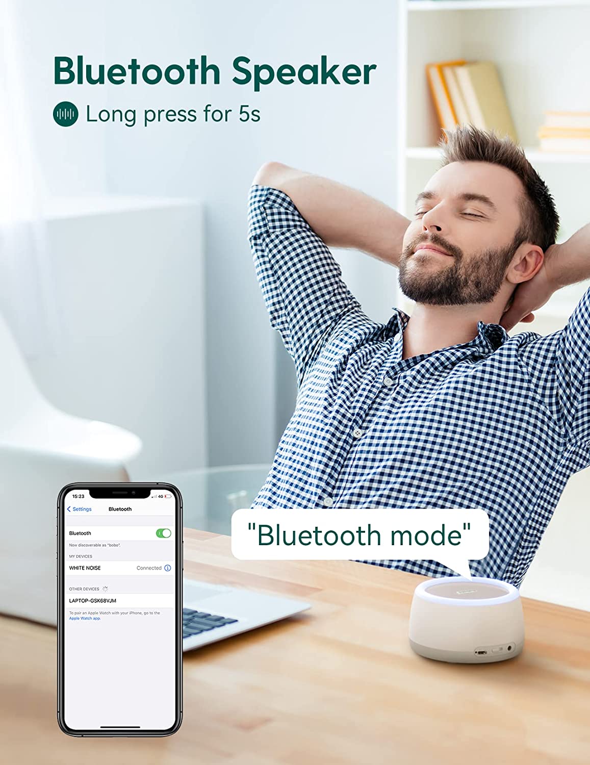 BABELIO White Noise Machine with Bluetooth, Sound Machine for Baby Kids Adults with Night Light, Noi