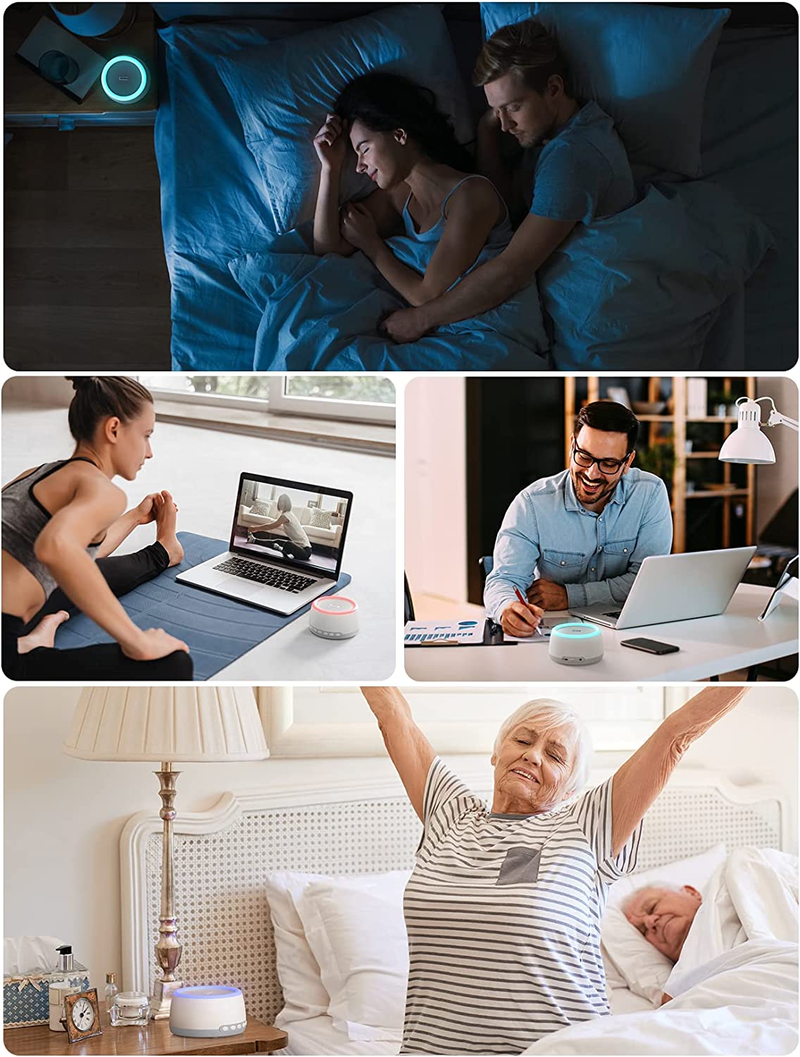 BABELIO White Noise Machine with Bluetooth, Sound Machine for Baby Kids Adults with Night Light, Noi