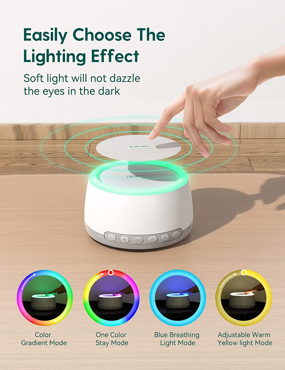 BABELIO White Noise Machine with Bluetooth, Sound Machine for Baby Kids Adults with Night Light, Noi