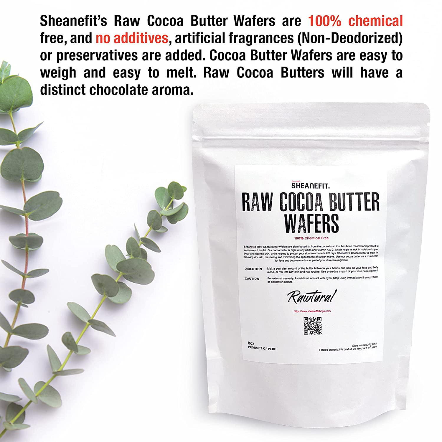 Sheanefit Raw Chemical Free Unrefined Cocoa Butter Wafers - Easy to Weigh, Great for DIY Body Butter