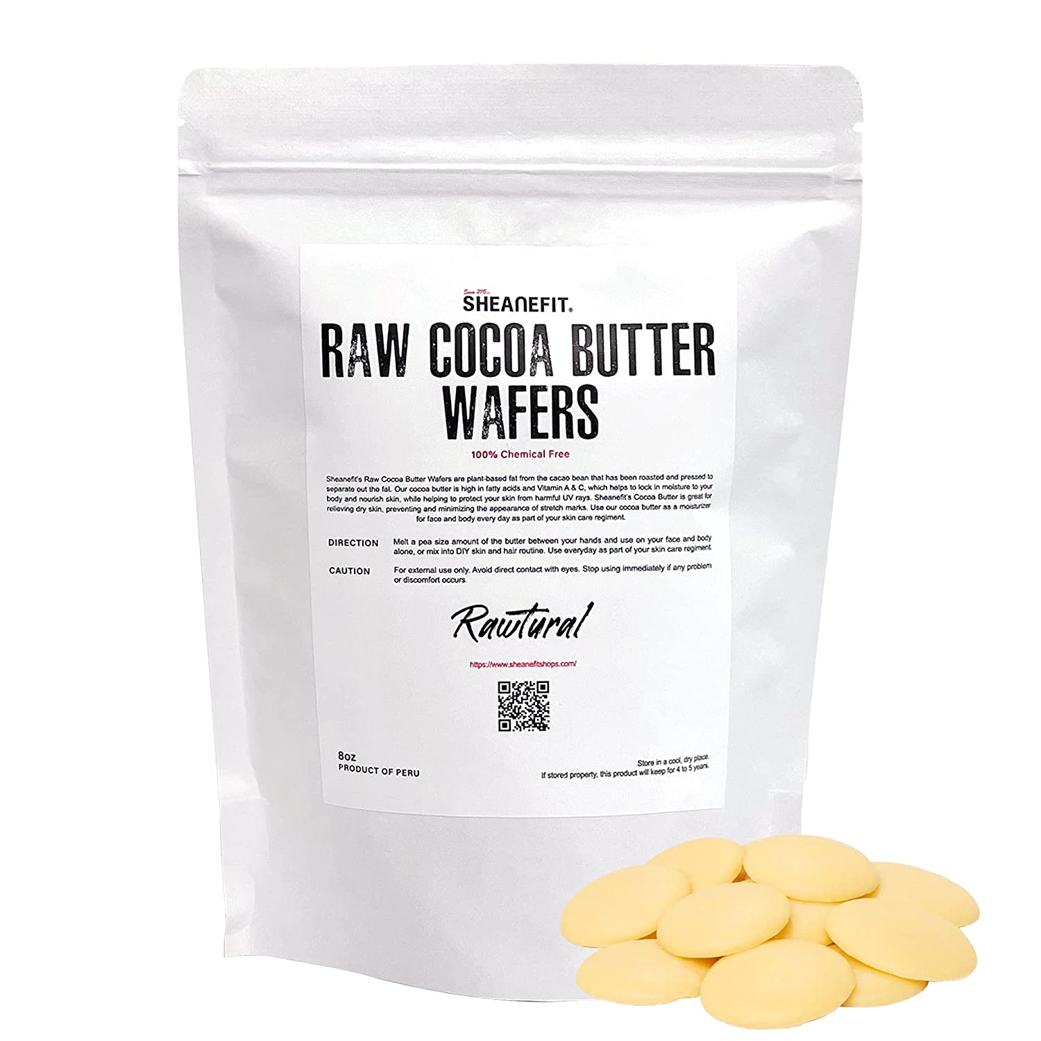Sheanefit Raw Chemical Free Unrefined Cocoa Butter Wafers - Easy to Weigh, Great for DIY Body Butter