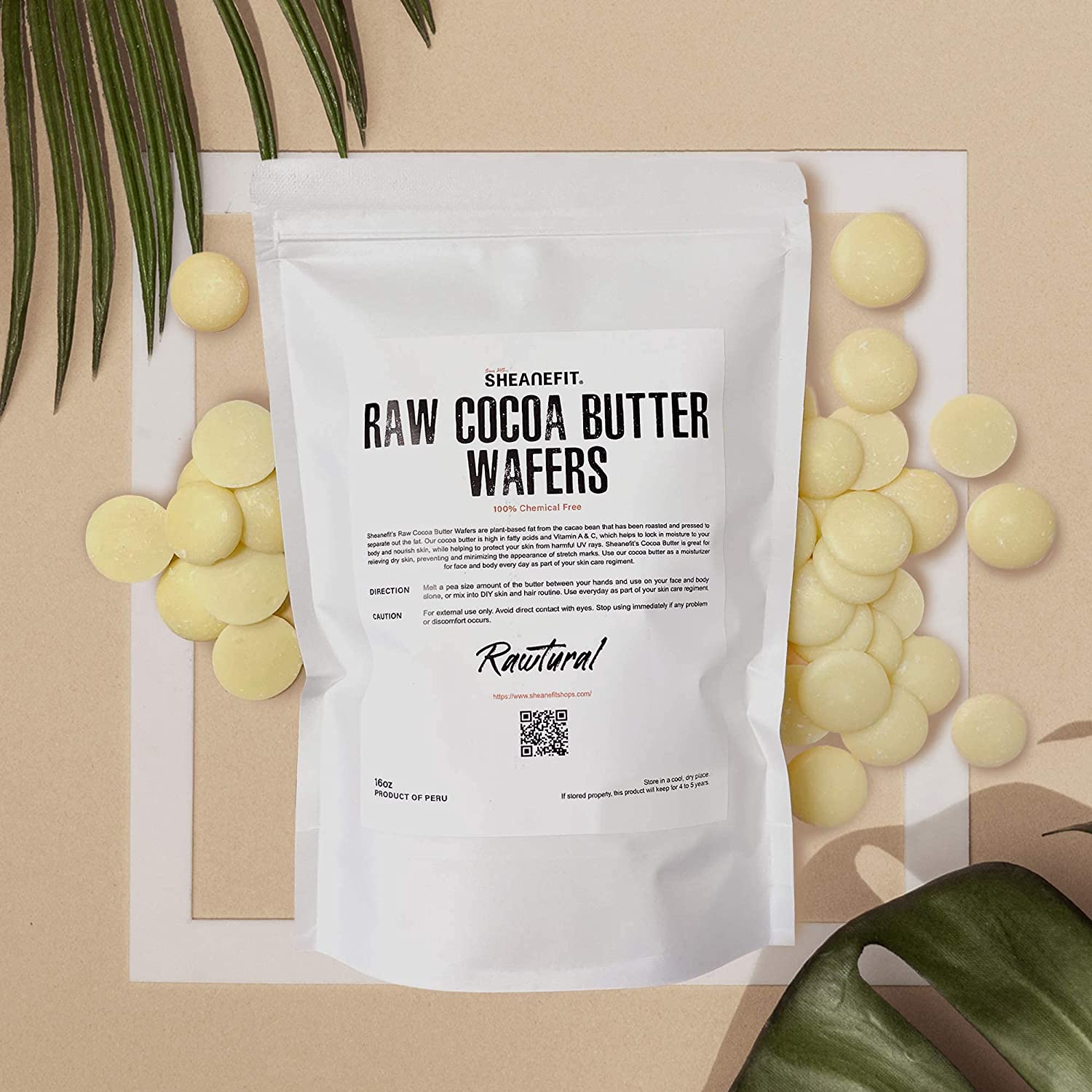 Sheanefit Raw Chemical Free Unrefined Cocoa Butter Wafers - Easy to Weigh, Great for DIY Body Butter