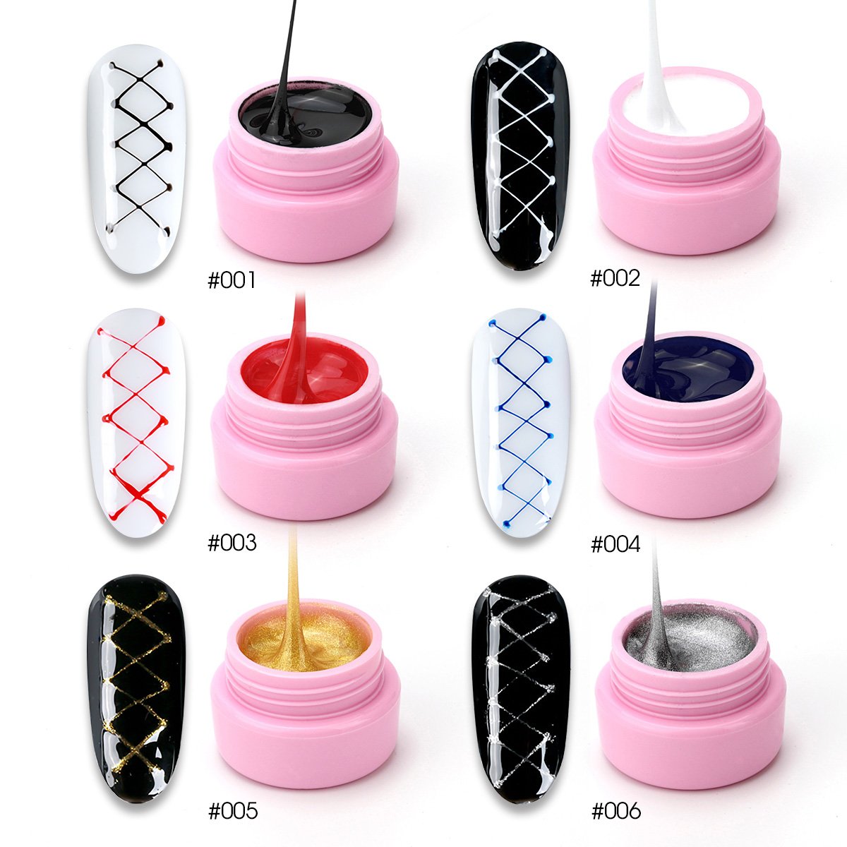 6 Colors Spider Gel, Saviland matrix Gel with Gel Paint Design Nail Art Wire Drawing Gel for Line (W