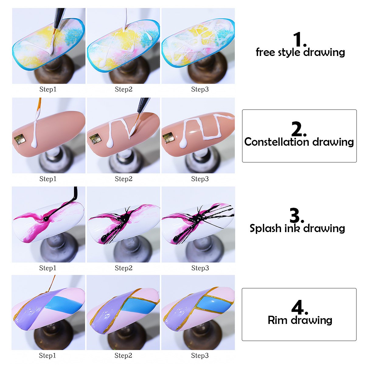 6 Colors Spider Gel, Saviland matrix Gel with Gel Paint Design Nail Art Wire Drawing Gel for Line (W