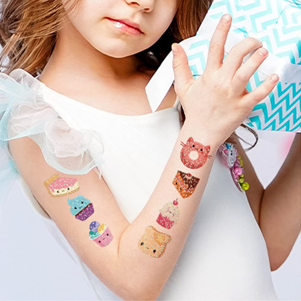 Glitter Tattoos for Kids, Glitter Flash Temporary Tattoos desserts Fake Tattoo Sticker for Girls Chi