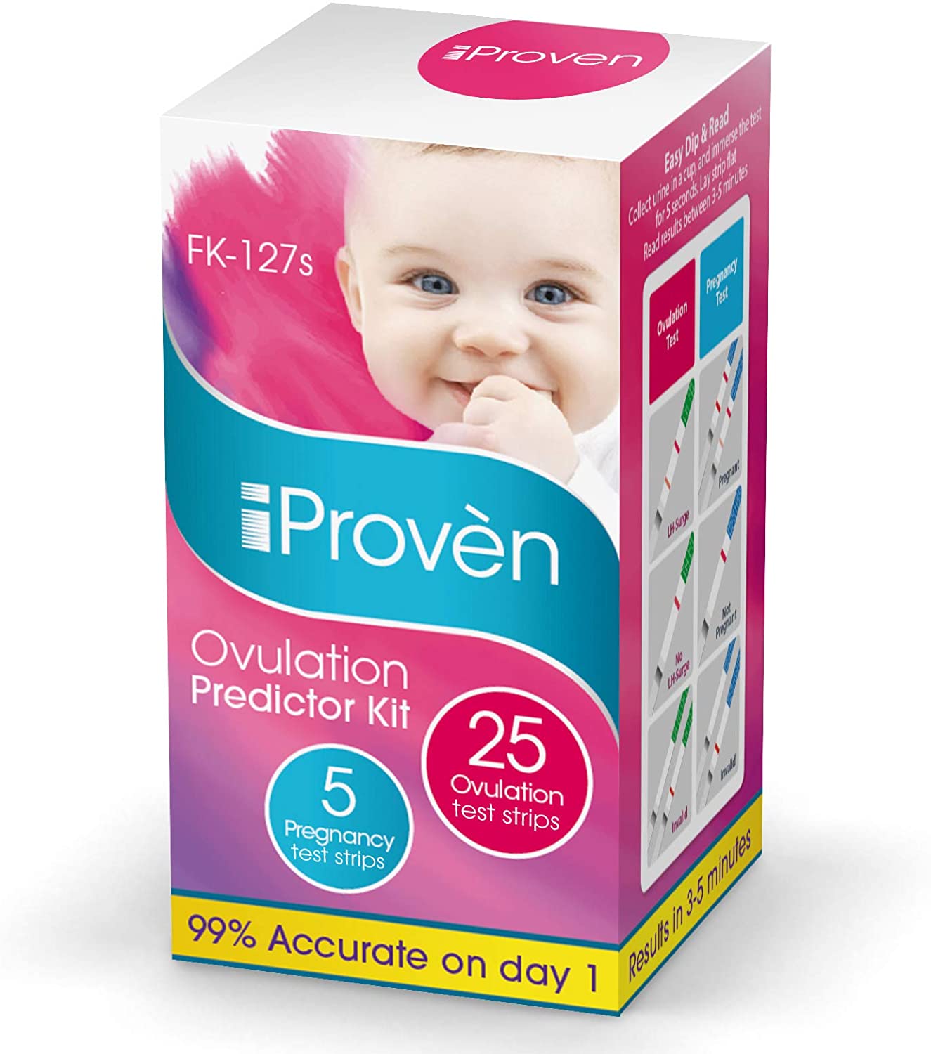 iProven Ovulation Predictor Kit - 25 LH Ovulation Test Strips and 5 Early Response HCG Pregnancy Tes