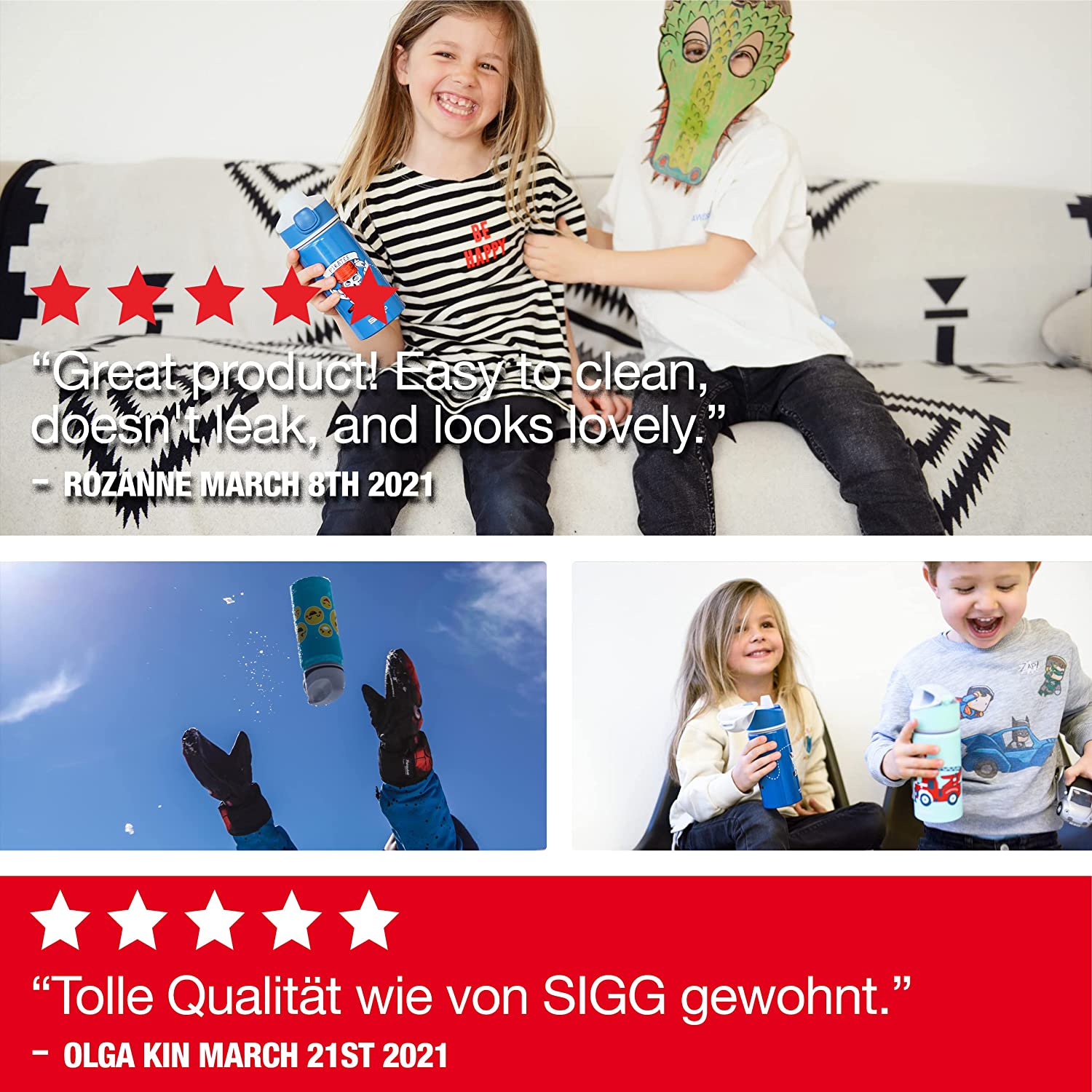 Sigg Miracle Lemon Kids Drinking Bottle (0.4 L), Durable Kids Bottle with Leak-Proof lid, one-Handed