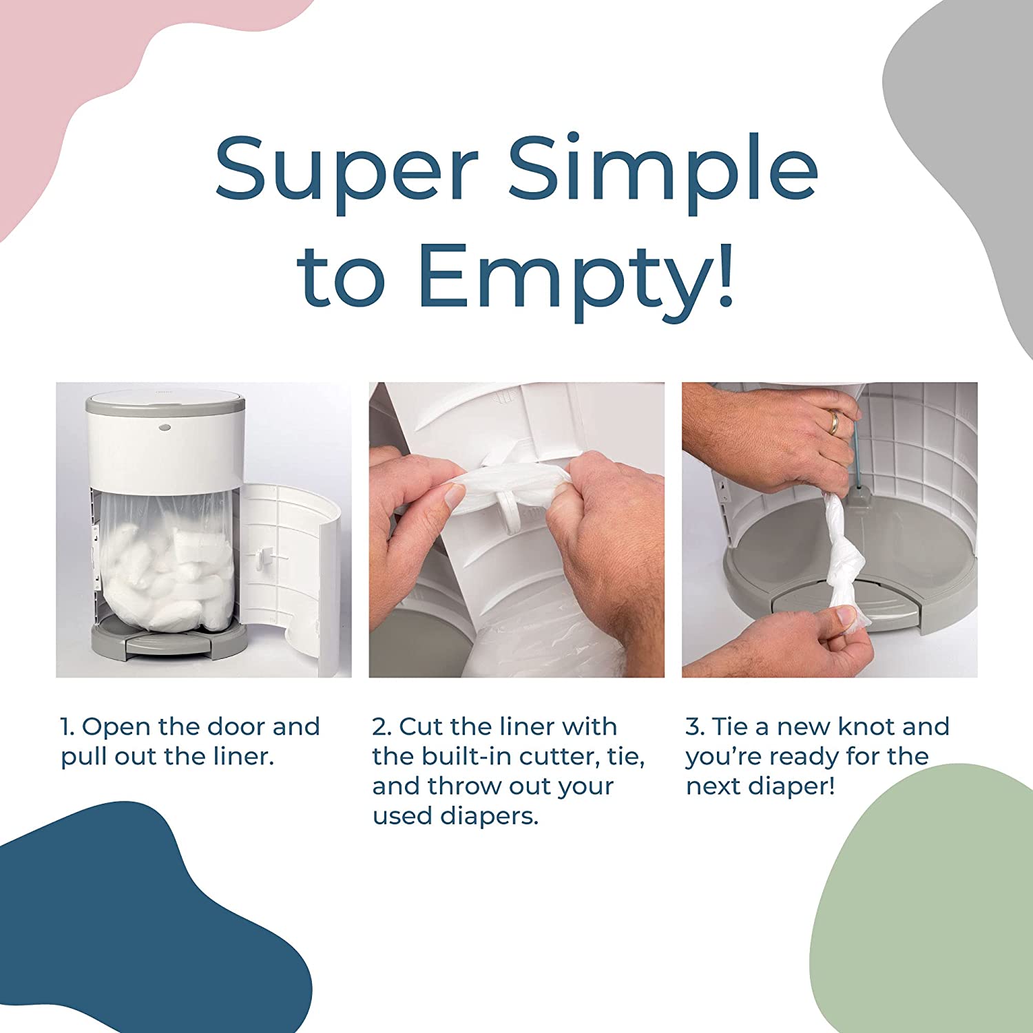 Dekor Plus Hands-Free Diaper Pail | Gray | Easiest to Use | Just Step – Drop – Done | Doesn’t