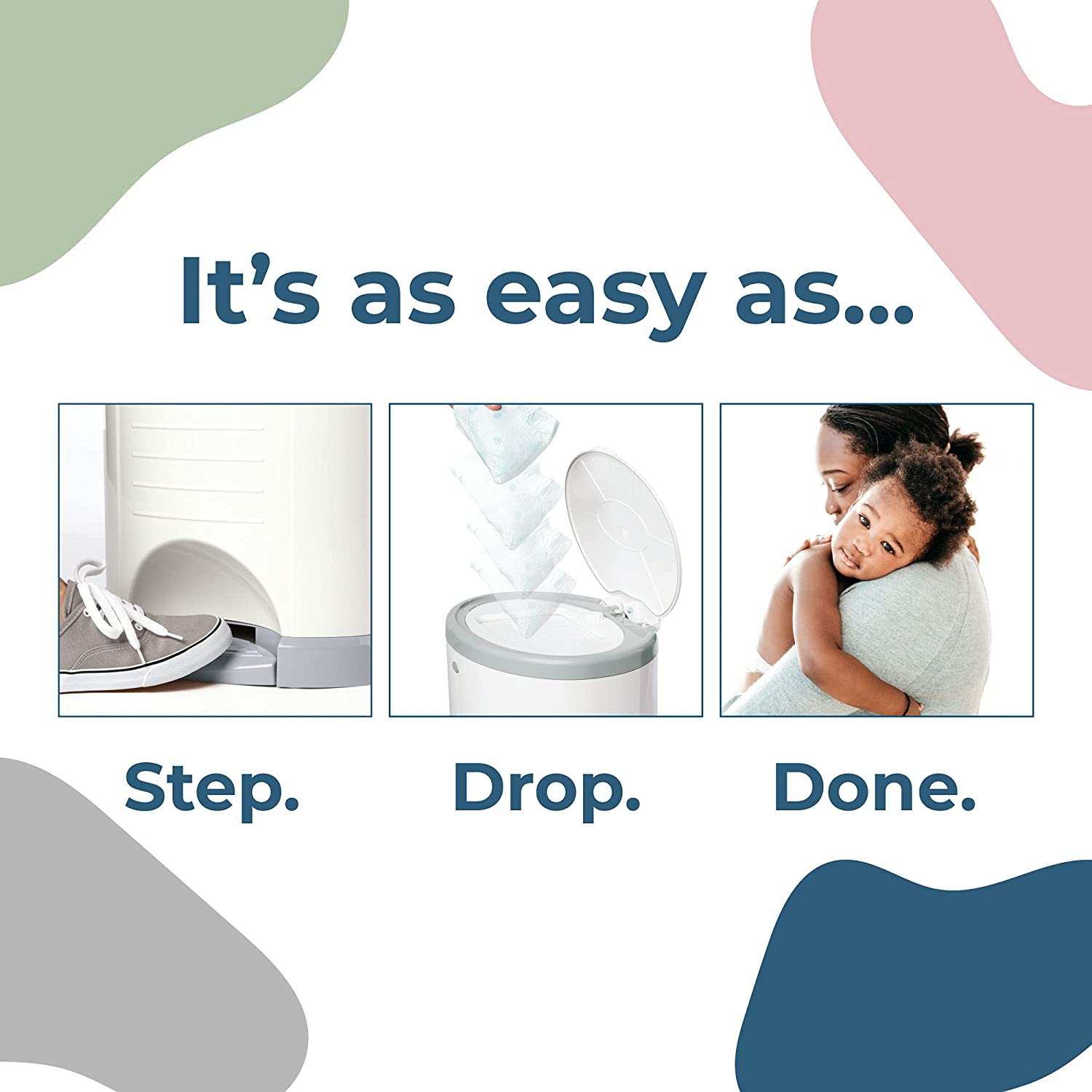 Dekor Plus Hands-Free Diaper Pail | Gray | Easiest to Use | Just Step – Drop – Done | Doesn’t
