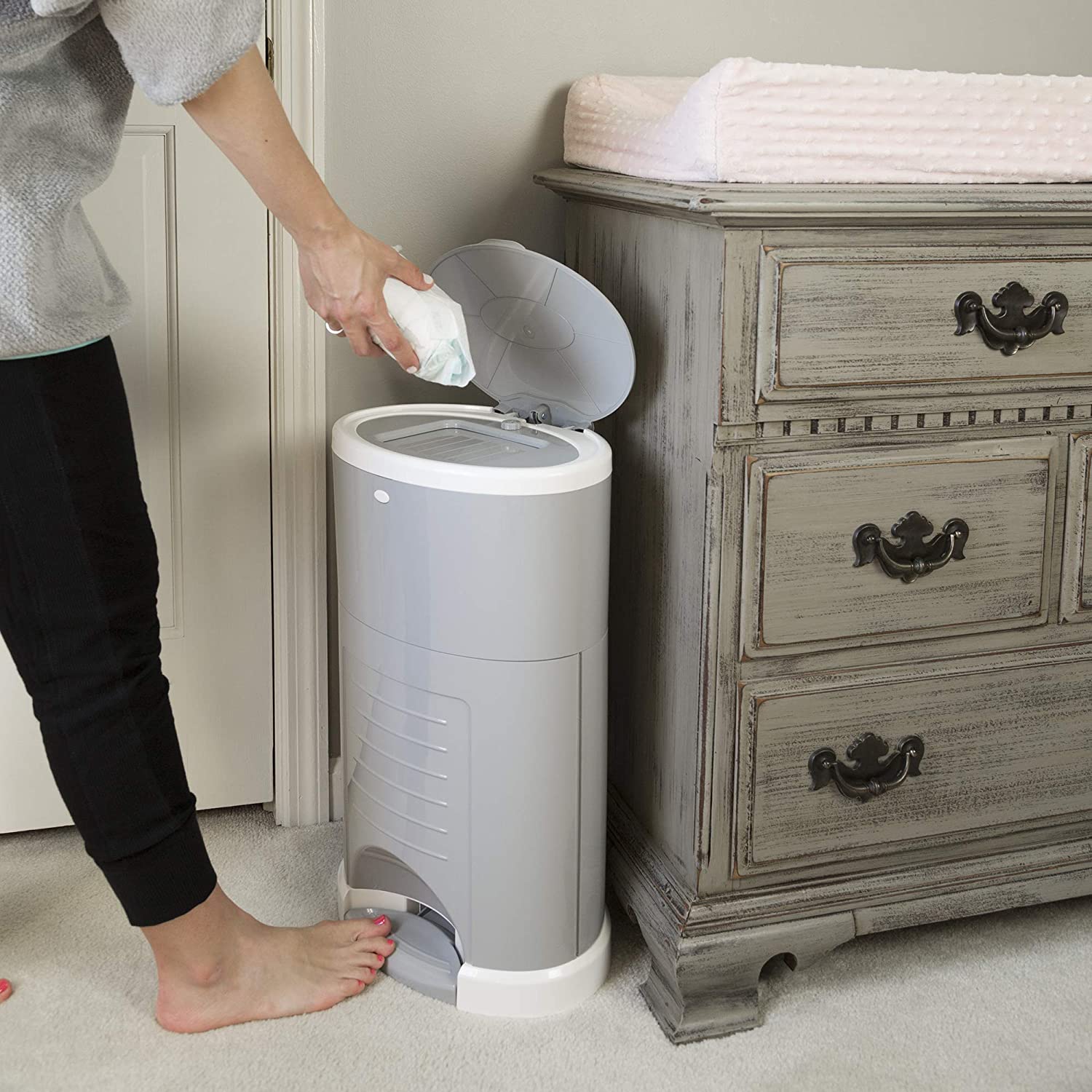 Dekor Plus Hands-Free Diaper Pail | Gray | Easiest to Use | Just Step – Drop – Done | Doesn’t