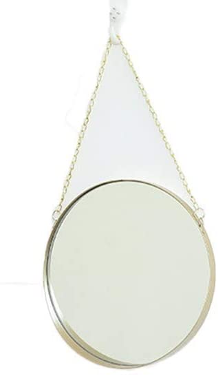 HLL Mirrors,Vanity Mirror Metal Makeup Mirror, Small Golden Home Wall-Mounted Mirror Nordic Style Be