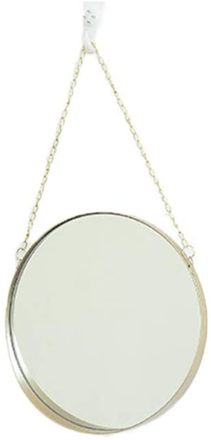 HLL Mirrors,Vanity Mirror Metal Makeup Mirror, Small Golden Home Wall-Mounted Mirror Nordic Style Be