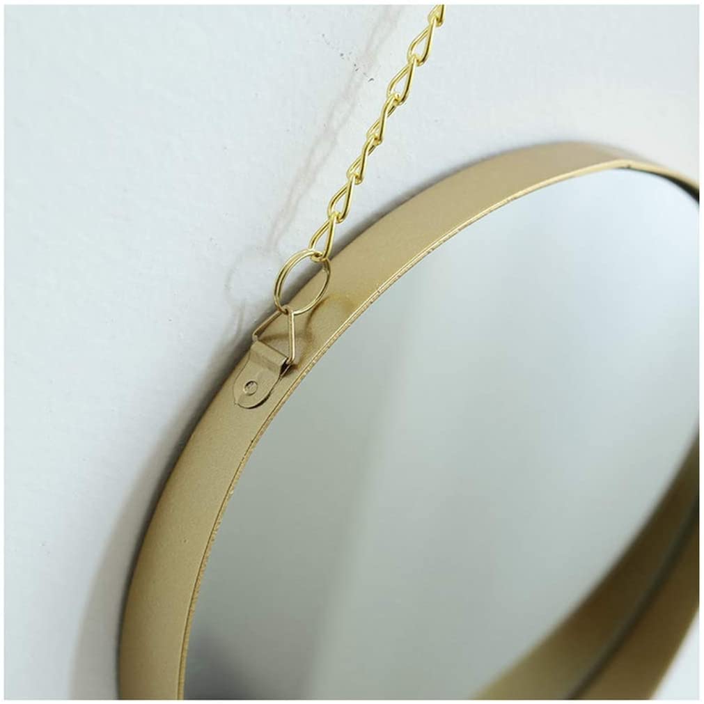 HLL Mirrors,Vanity Mirror Metal Makeup Mirror, Small Golden Home Wall-Mounted Mirror Nordic Style Be